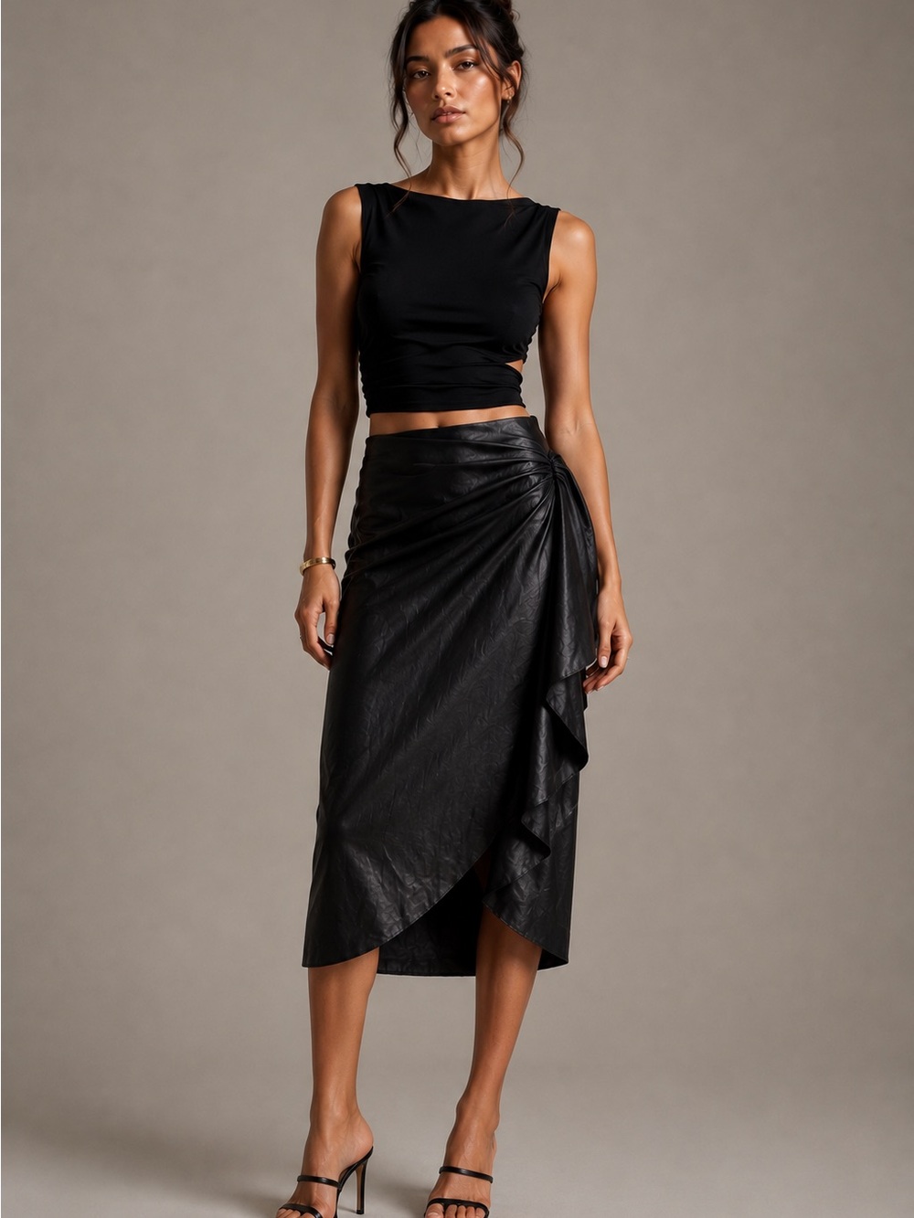 Dries Van Noten Designer Midi Skirt with Ruffle Detail